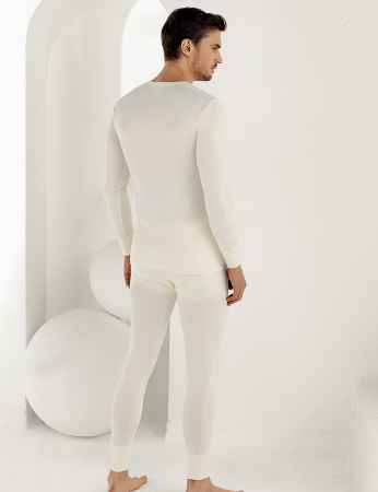 Sahinler Men Thermal Underwear Long Cream ME092 - Thumbnail