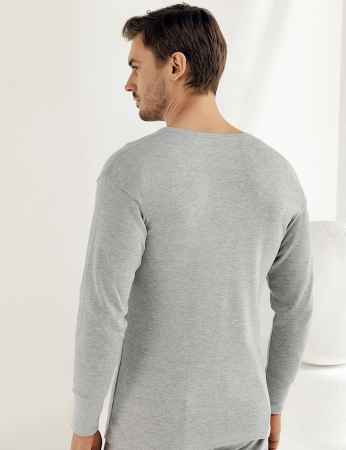 Şahinler - Sahinler Men Underwear Long Sleeve Crew Neck Interlock Grey ME016 (1)