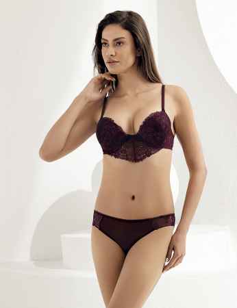 Sahinler Push-up Bra & Brief Set MB12300-D-MR - Thumbnail