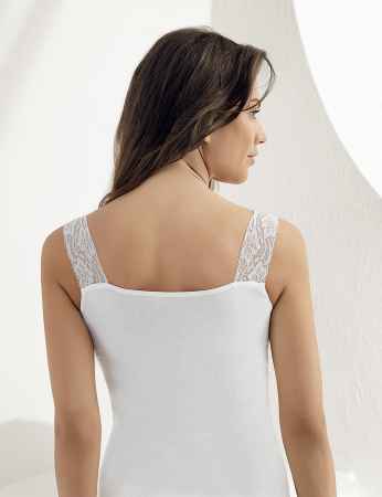 Şahinler - Sahinler Rib Tank Top Lace Neck & Straps White MB600 (1)