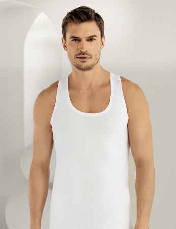 Sahinler Singlet Wide Strap Racerback White ME030 - Thumbnail