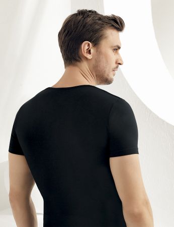Sahinler Supreme Elastane Unterhemd mit kurzen Ärmeln schwarz ME069