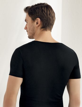 Şahinler - Sahinler Supreme Elastane Unterhemd mit kurzen Ärmeln schwarz ME085 (1)