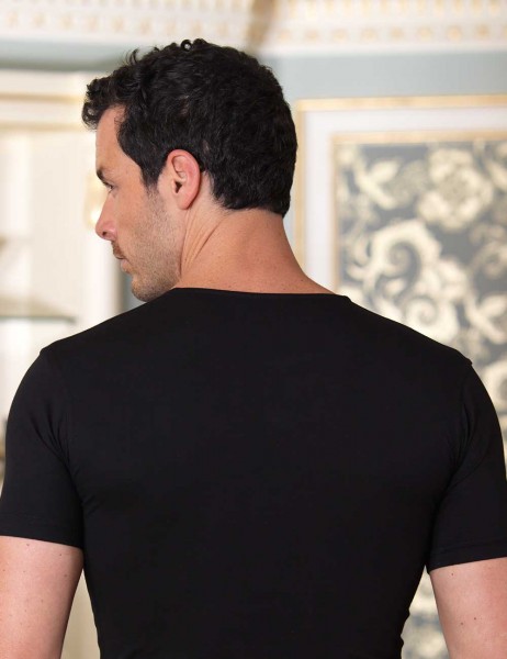 Şahinler - Sahinler Supreme Elastane Unterhemd mit rundem Ausschnitt schwarz ME087 (1)