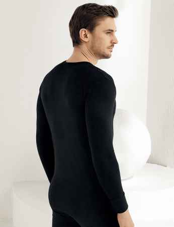 Sahinler Thermal-Unterhemd langärmelig mit runden Ausschnitt schwarz ME093 - Thumbnail