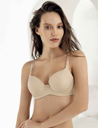 Sahinler Underwire Coverage Breastfeeding Bra Beige M9500 - Thumbnail