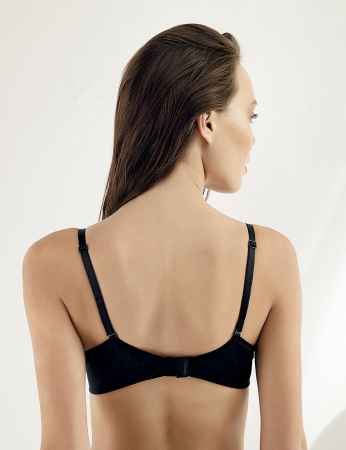 Sahinler Underwire Lace Push-up Bra Black M9050 - Thumbnail