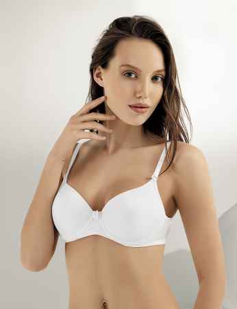 Sahinler Underwire Lace Push-up Bra White M9050 - Thumbnail