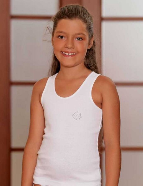 Sahinler Unterhemd für Kinder mit breiten Trägern aus gekämmter Baumwolle weiß MKC093