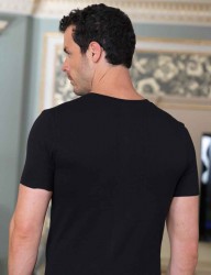 Şahinler - Sahinler Unterhemd geknöpft mit V-Ausschnitt schwarz ME100 (1)