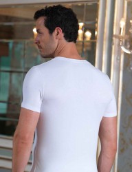 Şahinler - Sahinler Unterhemd geknöpft mit V-Ausschnitt weiß ME100 (1)