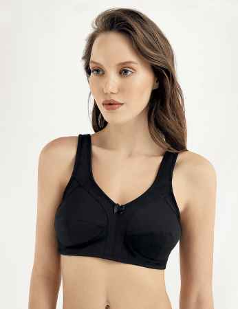 Sahinler Wide Strap Minimiser Bra Black M8010 - Thumbnail