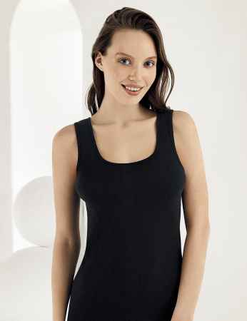 Sahinler Wide Strapped Rib Camisole Black MB004 - Thumbnail