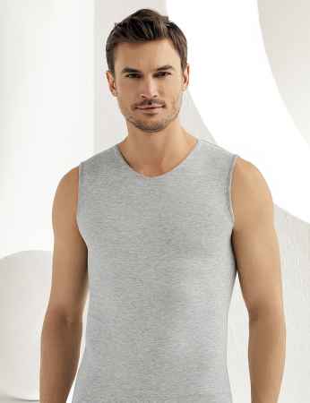 Sahinler Supreme Lycra Singlet V Neck Sleeveless Grey ME079 - Thumbnail